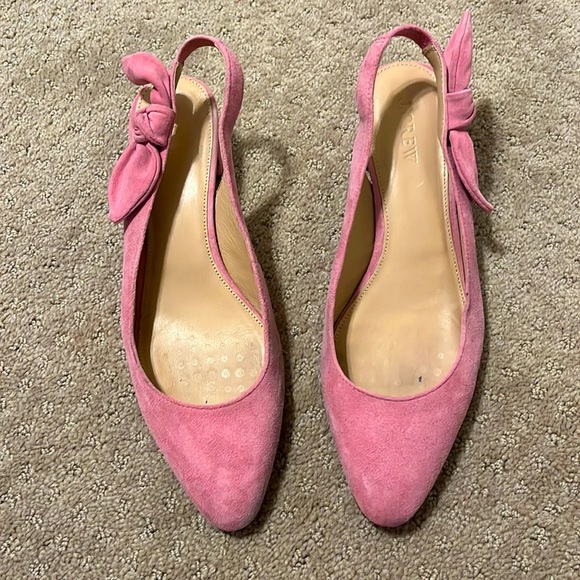 J. Crew Shoes - JCrew Pink suede bow slip ons